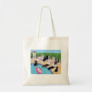 Poolside-Party Labradors Malerei Tragetasche