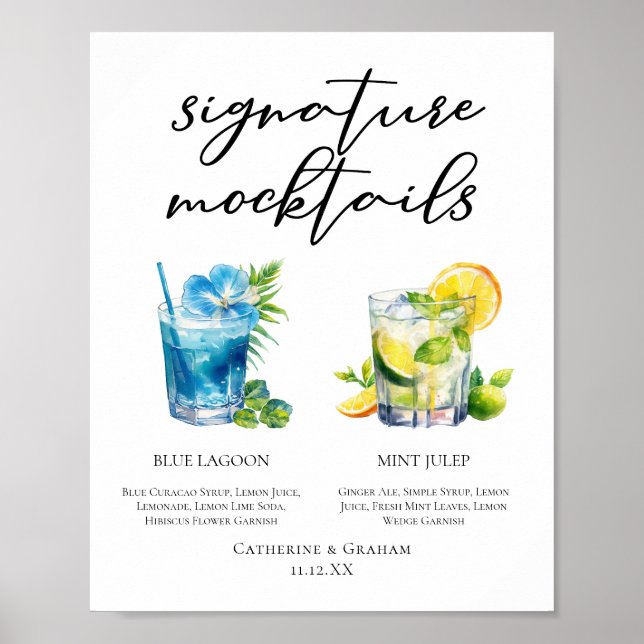 Poolside Signature Mocktails Sommer-Menü Poster (Vorne)