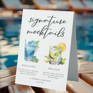 Poolside Signature Mocktails Sommer-Menü Tischaufsteller