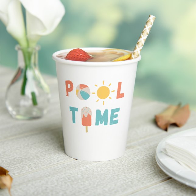 Poolzeit. Party Cups & Supplier Pappbecher (In Situ)