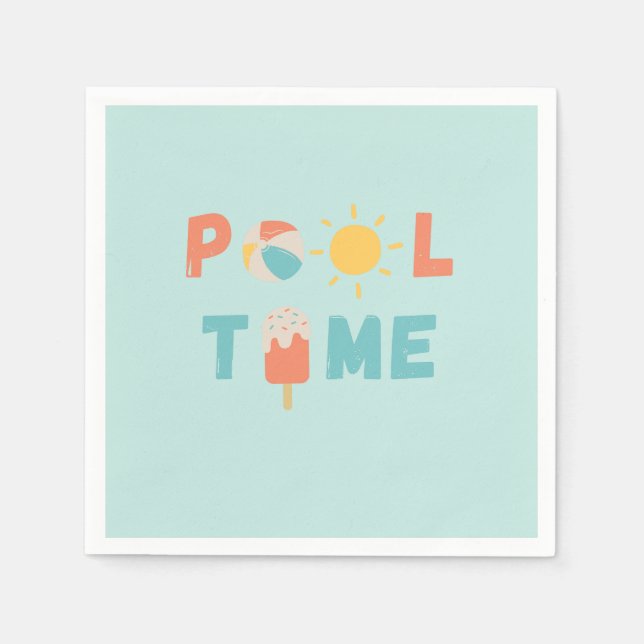 Poolzeit. Party Napkins & Supplier Serviette (Vorderseite)