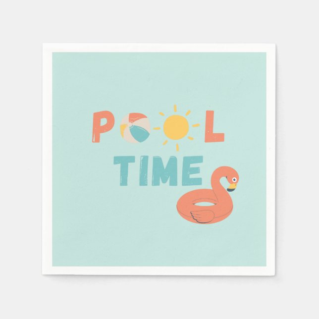 Poolzeit. Party Napkins & Supplier Serviette (Vorderseite)