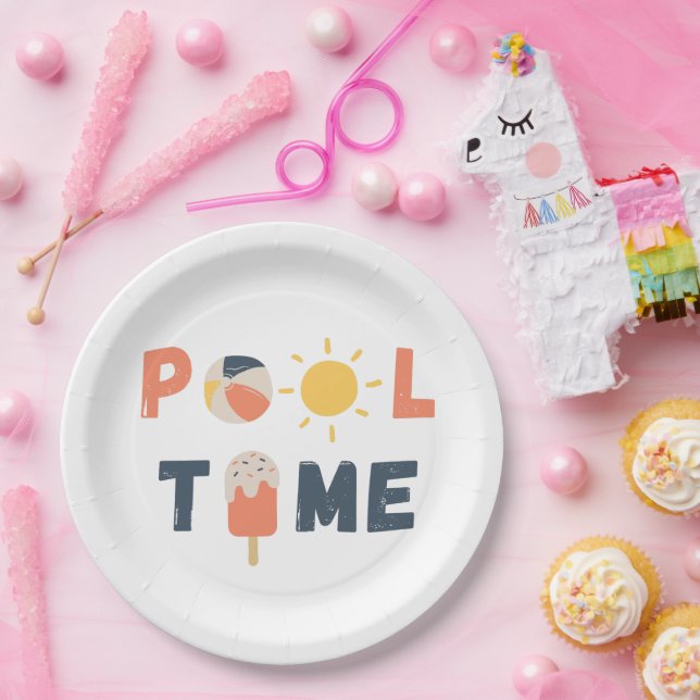 Poolzeit. Party-Teller und -Lieferungen Pappteller (Party)