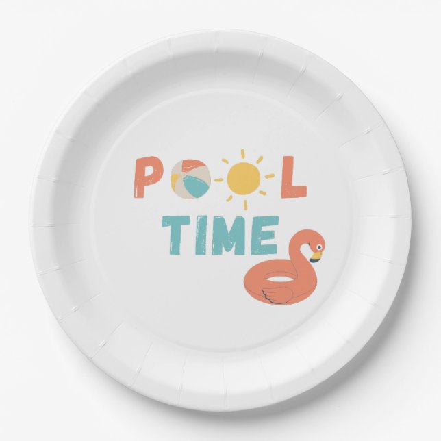 Poolzeit. Party-Teller und -Lieferungen Pappteller (Vorderseite)