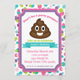Poop Emoji Fille Anniversaire Invitation