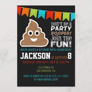 Poop Emoji Funny Boys Anniversaire Fête Invitation