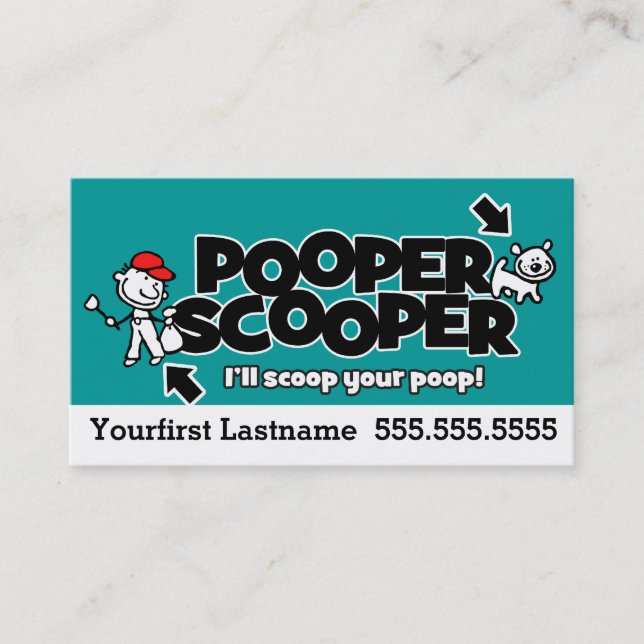 Pooper Scooper.Entfernen von Abfällen mit Haustier Visitenkarte (Vorderseite)