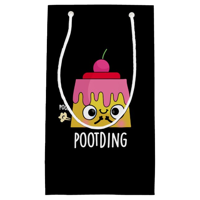 Poot-ding Funny Pudding Furz Pun Dark BG Kleine Geschenktüte (Vorderseite)