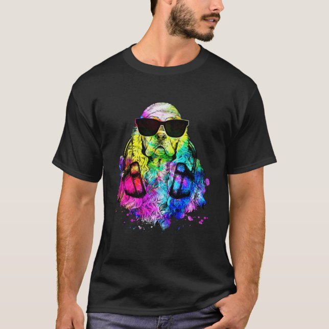 Pop American Cocker Spaniel Dog Portrait with Head T-Shirt (Vorderseite)