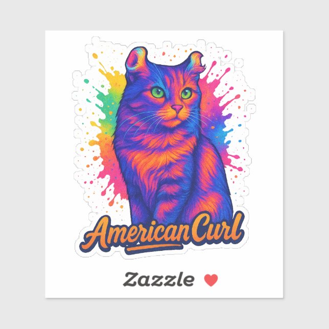 Pop American Curl Cat Aufkleber (Blatt)