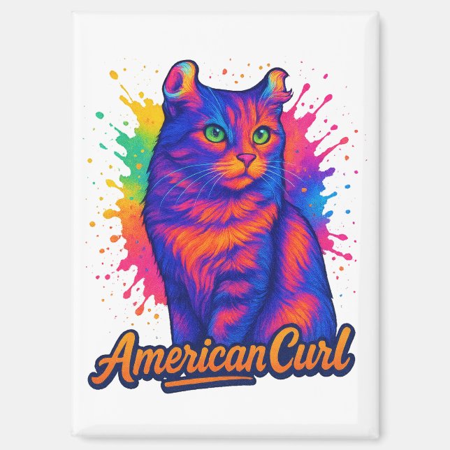 Pop American Curl Cat Magnet (Vorderseite)