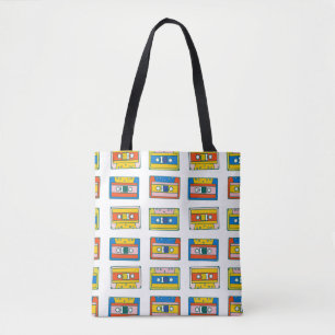 Pop Art 90s nahtlose Muster von Musikkassetten. B Tasche
