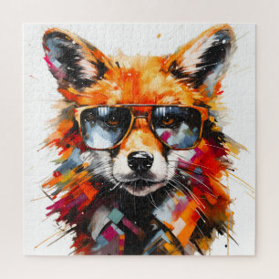 Pop-Art-Abstraktes-Tier-Fuchs-Sonnenbrille-Porträt