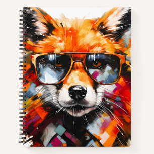 Pop-Art-Abstraktes-Tier-Fuchs-Sonnenbrille-Porträt Notizbuch