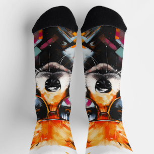 Pop-Art-Abstraktes-Tier-Fuchs-Sonnenbrille-Porträt Socken