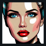 Pop Art Ai Comic Buch Frauengesicht Poster<br><div class="desc">Comic Buch Stil Pop Kunstfrau mit Glas wie Gesicht.</div>