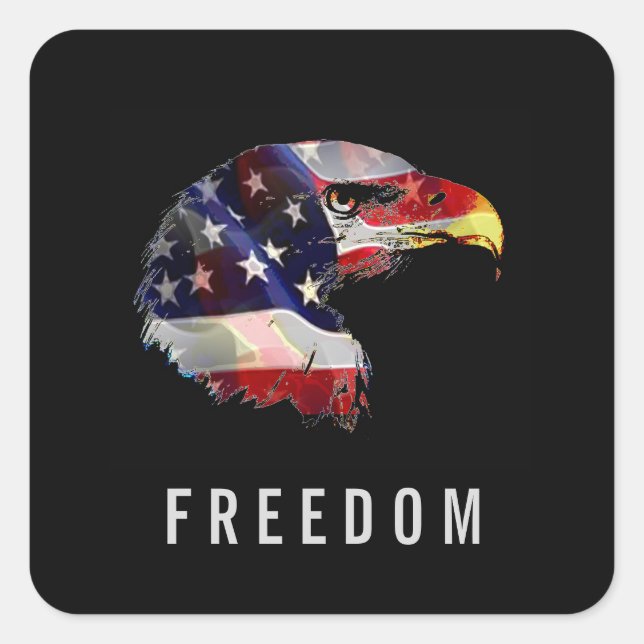 Pop Art American Flag Eagle Freedom Patriot Quadratischer Aufkleber (Vorderseite)