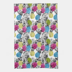 Pop Art Ananas und Palmen Blätter Geschirrtuch