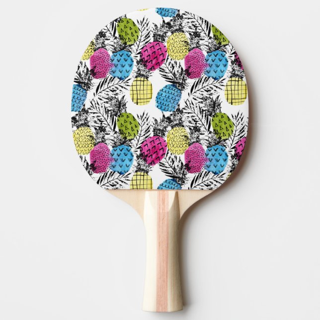 Pop Art Ananas und Palmen Blätter Tischtennis Schläger (Vorderseite)