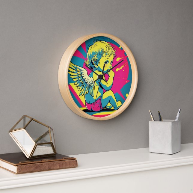 Pop Art Angel Wall Clock　ポップアート風エンジェル壁掛け時計 Uhr (Büro)