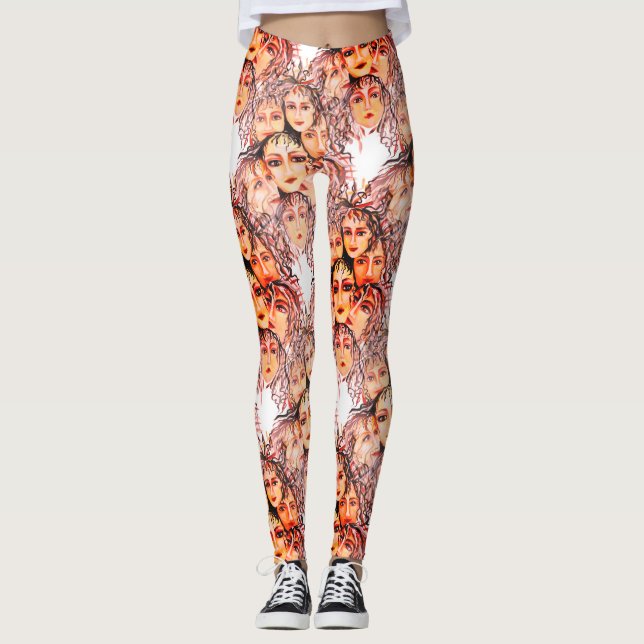 Pop Art Anime Muster mit femininen Elementen Leggings (Vorderseite)
