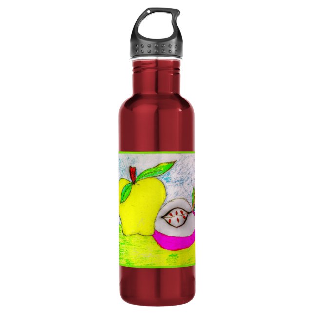 Pop Art Äpfel 24 oz Aluminium Wasser Flasche Trinkflasche (Vorderseite)