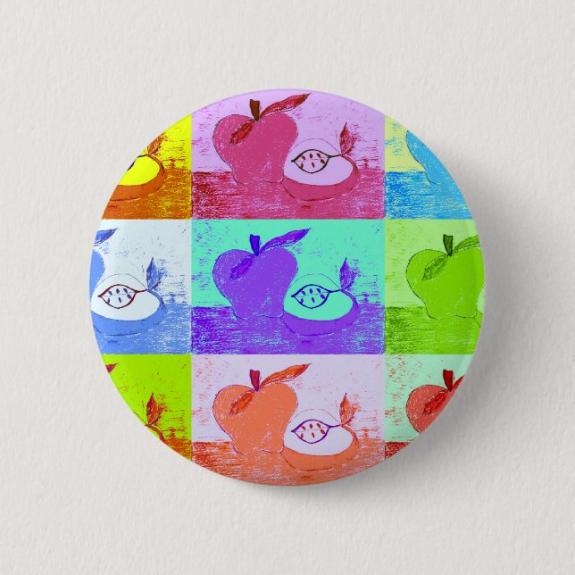 Pop-Art Apfel Button (Vorderseite)