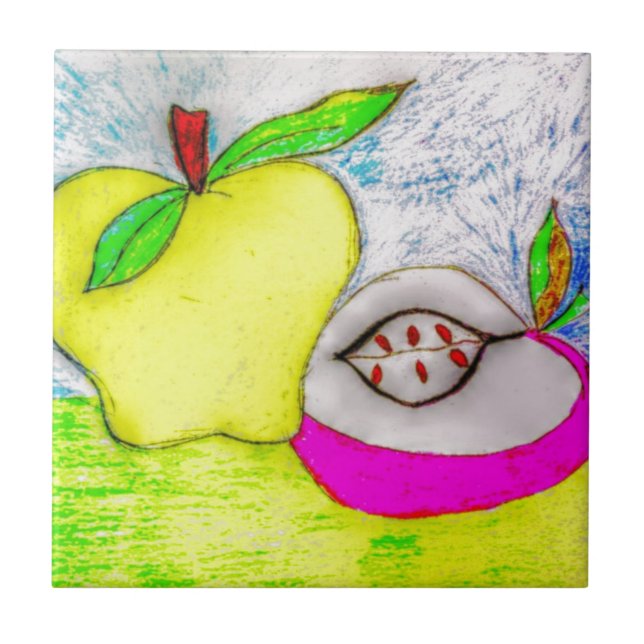 Pop Art Apples Fliese (Vorderseite)