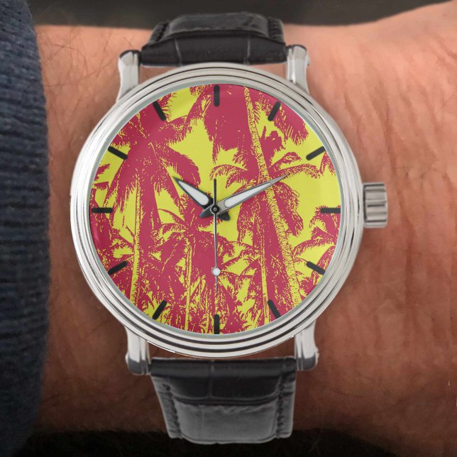 Pop Art Art Tropical Palm Trees Armbanduhr (Von Creator hochgeladen)