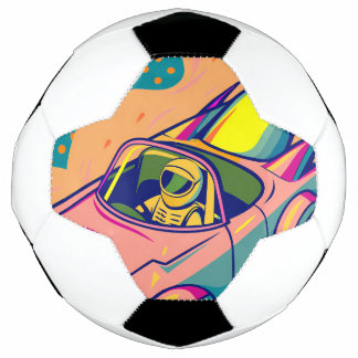 Pop Art Astronaut Driving Rocket Car Fußball