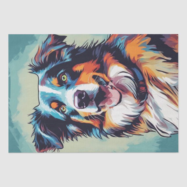 Pop Art: Australian Shepherd Decoupage Seidenpapier (Vorderseite)