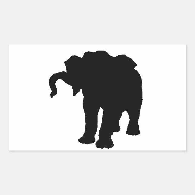 Pop Art Baby Elephant Silhouette Rechteckiger Aufkleber (Vorderseite)