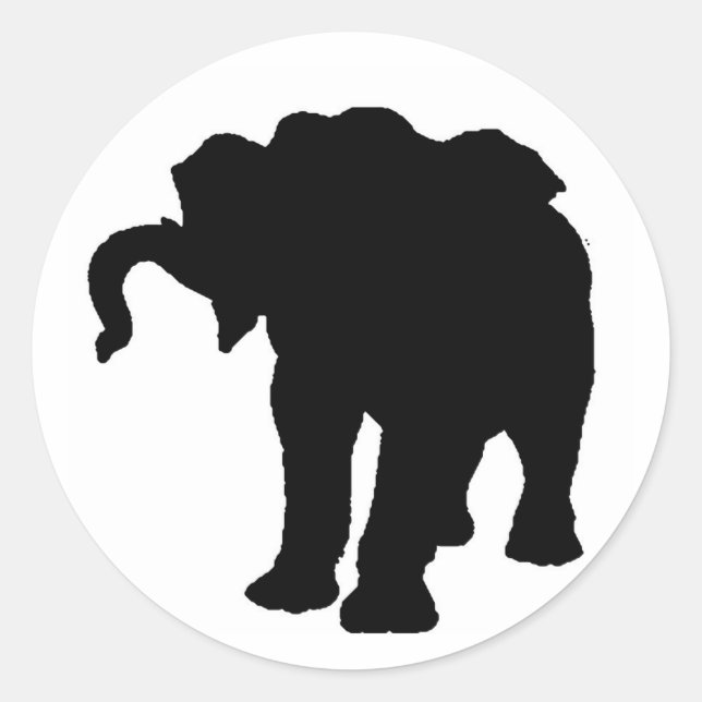Pop Art Baby Elephant Silhouette Runder Aufkleber (Vorderseite)