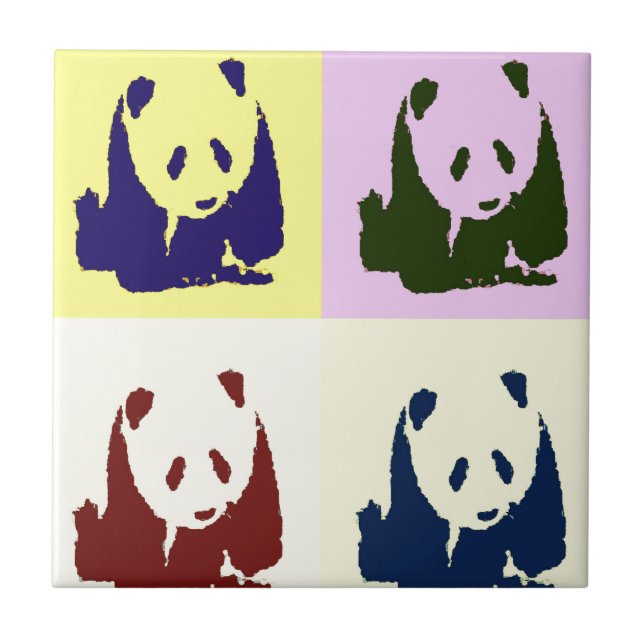 Pop Art Baby Pandas Fliese (Vorderseite)