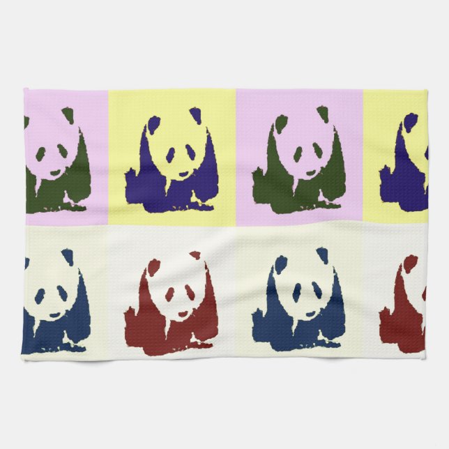 Pop Art Baby Pandas Geschirrtuch (Horizontal)