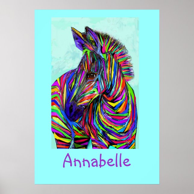 Pop Art Baby zebra personalisierbares Poster (Vorne)