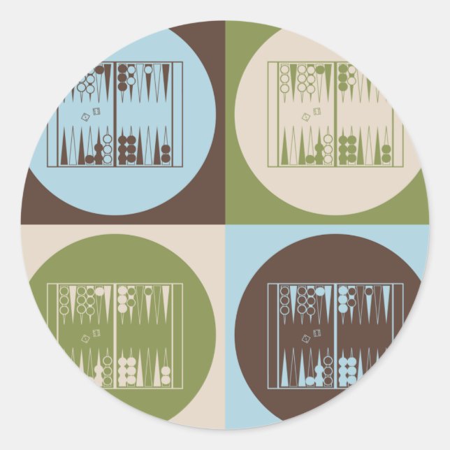 Pop Art Backgammon Runder Aufkleber (Vorderseite)