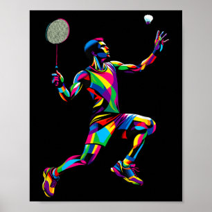 Pop Art Badminton Player Shuttle Badminto Poster
