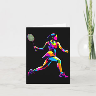 Pop Art Badminton Player Shuttle Women BadminToner Karte