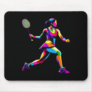 Pop Art Badminton Player Shuttle Women BadminToner Mousepad