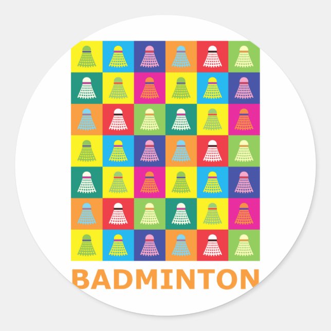Pop Art Badminton Runder Aufkleber (Vorderseite)