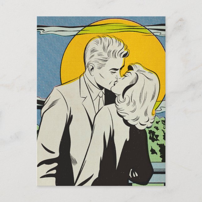Pop art | Baiser en clair de lune | Carte postale (Devant)