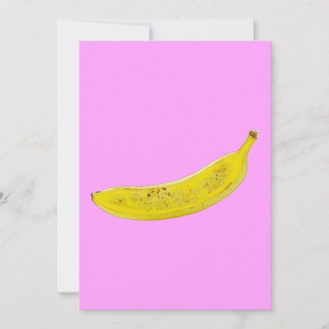 Pop Art Banana Rosa Hintergrund Einladung (Vorderseite)