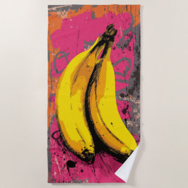 Pop-Art-Bananen mit urbanem Spritzhintergrund Strandtuch