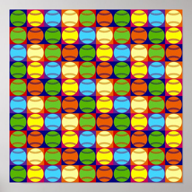 Pop Art Baseballs Muster Poster (Vorne)