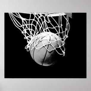 Pop-Art-Basketball Ball & Net Print Poster