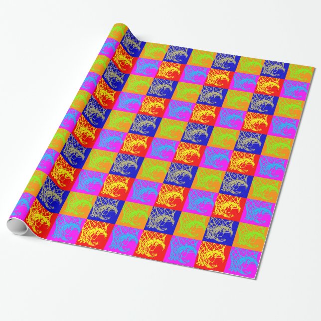 Pop Art Basketball Geschenkpapier (Ungerollt)