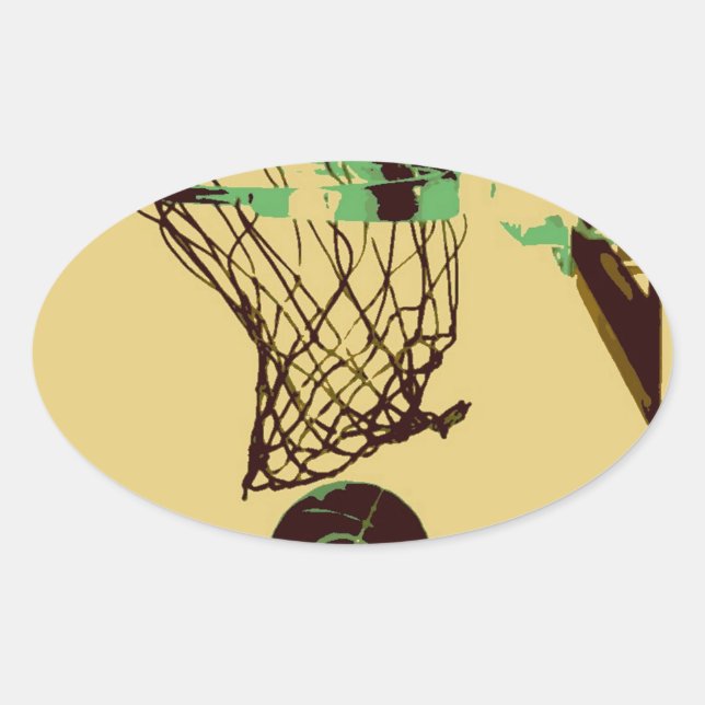 Pop Art Basketball Ovaler Aufkleber (Vorderseite)