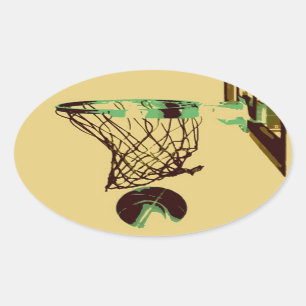 Pop Art Basketball Ovaler Aufkleber