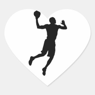 Pop Art Basketball Player Silhouette Herz-Aufkleber
